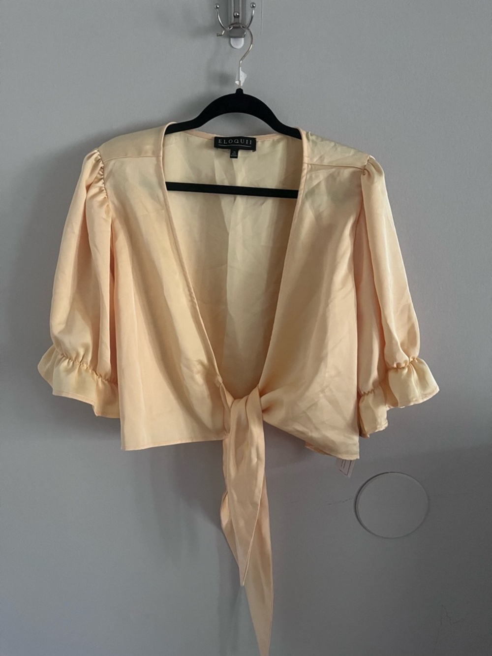 Eloquii yellow satin Tie-Front Blouse size 28 new
